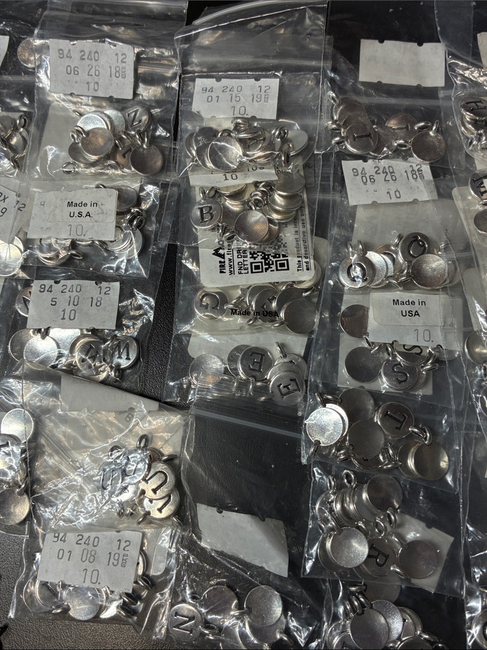 Alphabet Silver letter drop disc Metal Charms / Pendants - Lot